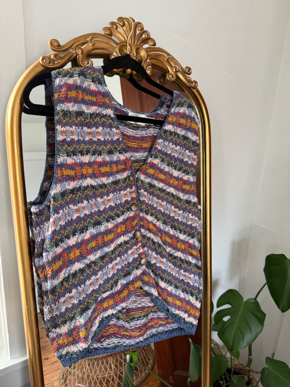 Van Heusen Multicolor Knit Button-Front Vest